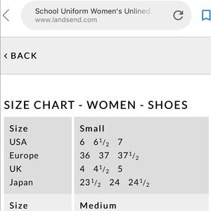 Lands End Shoe Chart